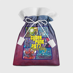 Мешок для подарков Cyberpunk 2077 Night City, цвет: 3D-принт