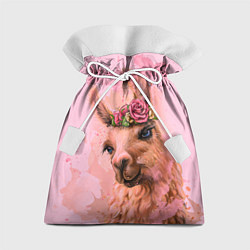 Подарочный мешок Лама с цветами