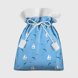 Мешок для подарков Море, дельфины, парусник, цвет: 3D-принт