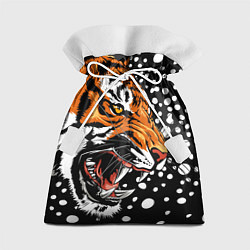 Мешок для подарков Амурский тигр и снегопад, цвет: 3D-принт