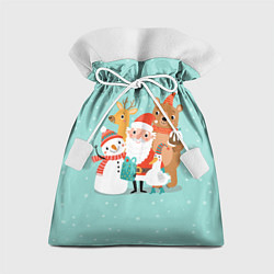 Подарочный мешок Звери и Дед Мороз