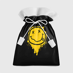 Мешок для подарков NIRVANA LOGO SMILE, БРЫЗГИ КРАСОК, цвет: 3D-принт