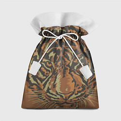 Мешок для подарков Морда тигра на весь экран, цвет: 3D-принт