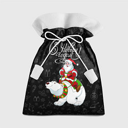 Подарочный мешок Санта Клаус на белом медведе
