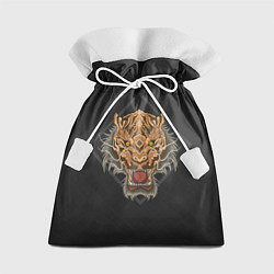 Мешок для подарков Голова тигра в ромбе, цвет: 3D-принт