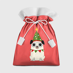 Мешок для подарков Новогодний Мопс Пёсик, цвет: 3D-принт