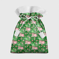 Мешок для подарков Кактусы в горшках green, цвет: 3D-принт