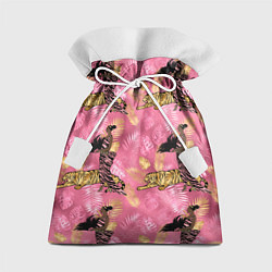 Мешок для подарков Девушка с тиграми паттерн, цвет: 3D-принт