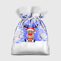 Мешок для подарков Олень среди снежинок, цвет: 3D-принт