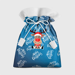 Мешок для подарков Merry Christmas Олень с подарком, цвет: 3D-принт