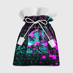 Мешок для подарков НЕОНОВЫЕ ВОЛНЫ НЕОН ЯПОНИЯ КАНАГАВА, цвет: 3D-принт