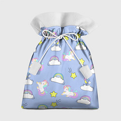 Мешок для подарков Единоржки и облака, цвет: 3D-принт