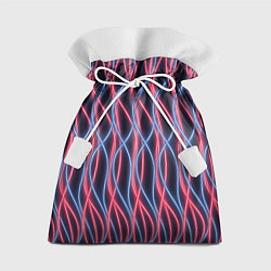 Мешок для подарков Неоновые волны Розовый и голубой на темном фоне, цвет: 3D-принт