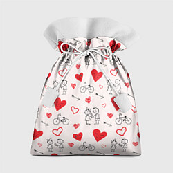 Мешок для подарков Романтические сердечки, цвет: 3D-принт
