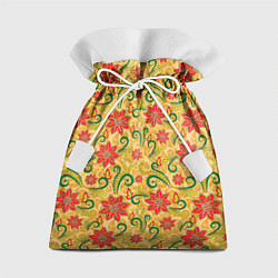 Мешок для подарков Оранжевая хохлома, цвет: 3D-принт