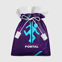 Подарочный мешок Символ Portal в неоновых цветах на темном фоне