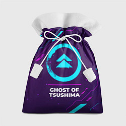 Подарочный мешок Символ Ghost of Tsushima в неоновых цветах на темн