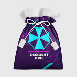 Подарочный мешок Символ Resident Evil в неоновых цветах на темном ф