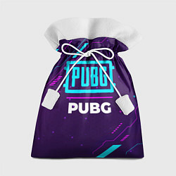 Подарочный мешок Символ PUBG в неоновых цветах на темном фоне