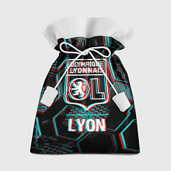 Подарочный мешок Lyon FC в стиле Glitch на темном фоне