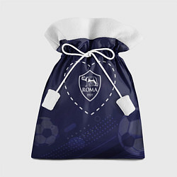 Мешок для подарков Лого Roma в сердечке на фоне мячей, цвет: 3D-принт