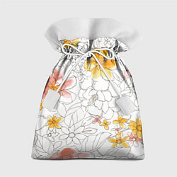 Мешок для подарков Минималистическая цветочная композиция Watercolour, цвет: 3D-принт