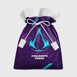 Мешок для подарков Символ Assassins Creed в неоновых цветах на темном, цвет: 3D-принт