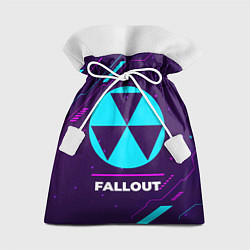 Подарочный мешок Символ Fallout в неоновых цветах на темном фоне
