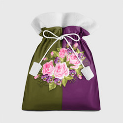 Мешок для подарков Нежные Розы на темном фоне, цвет: 3D-принт
