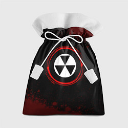 Подарочный мешок Символ Fallout и краска вокруг на темном фоне