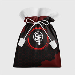 Подарочный мешок Символ Sally Face и краска вокруг на темном фоне