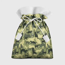 Мешок для подарков Кошачий камуфляж в зеленой гамме, цвет: 3D-принт