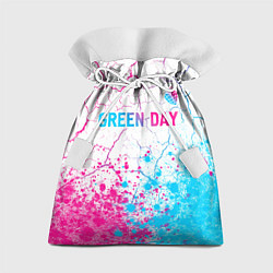 Мешок для подарков Green Day neon gradient style: символ сверху, цвет: 3D-принт