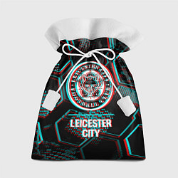 Подарочный мешок Leicester City FC в стиле glitch на темном фоне