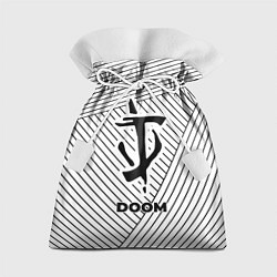 Мешок для подарков Символ Doom на светлом фоне с полосами, цвет: 3D-принт