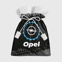 Мешок для подарков Opel в стиле Top Gear со следами шин на фоне, цвет: 3D-принт