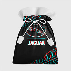 Подарочный мешок Значок Jaguar в стиле glitch на темном фоне