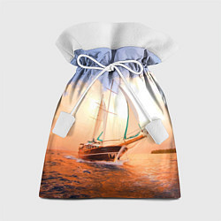 Мешок для подарков Парусник в океане на фоне заката, цвет: 3D-принт