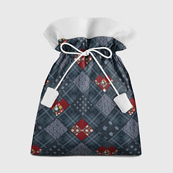 Мешок для подарков Red and blue denim patchwork, цвет: 3D-принт