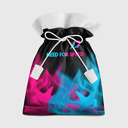 Мешок для подарков Need for Speed - neon gradient: символ сверху, цвет: 3D-принт