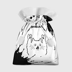 Подарочный мешок Metallica рок кот на светлом фоне