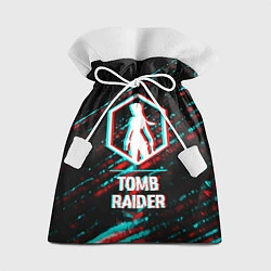 Мешок для подарков Tomb Raider в стиле glitch и баги графики на темно, цвет: 3D-принт