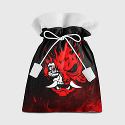 Мешок для подарков Cyberpunk 2077 - Логотип в огне, цвет: 3D-принт
