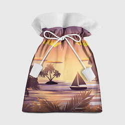 Подарочный мешок Лодка в море на закате возле тропических островов