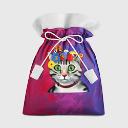 Мешок для подарков Кошка Фриды Кало из нейросети, цвет: 3D-принт