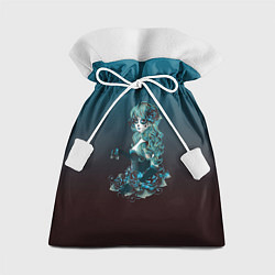 Мешок для подарков Девушка в образе санта муэрте с макияжем сахарный, цвет: 3D-принт