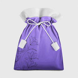 Мешок для подарков Красивый фиолетовый градиент с цветами, цвет: 3D-принт