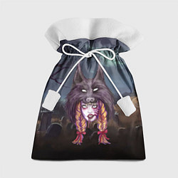Мешок для подарков Скальпель волка на девушке, цвет: 3D-принт