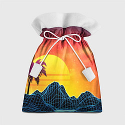 Мешок для подарков Тропический остров на закате ретро иллюстрация, цвет: 3D-принт