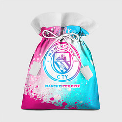 Мешок для подарков Manchester City neon gradient style, цвет: 3D-принт